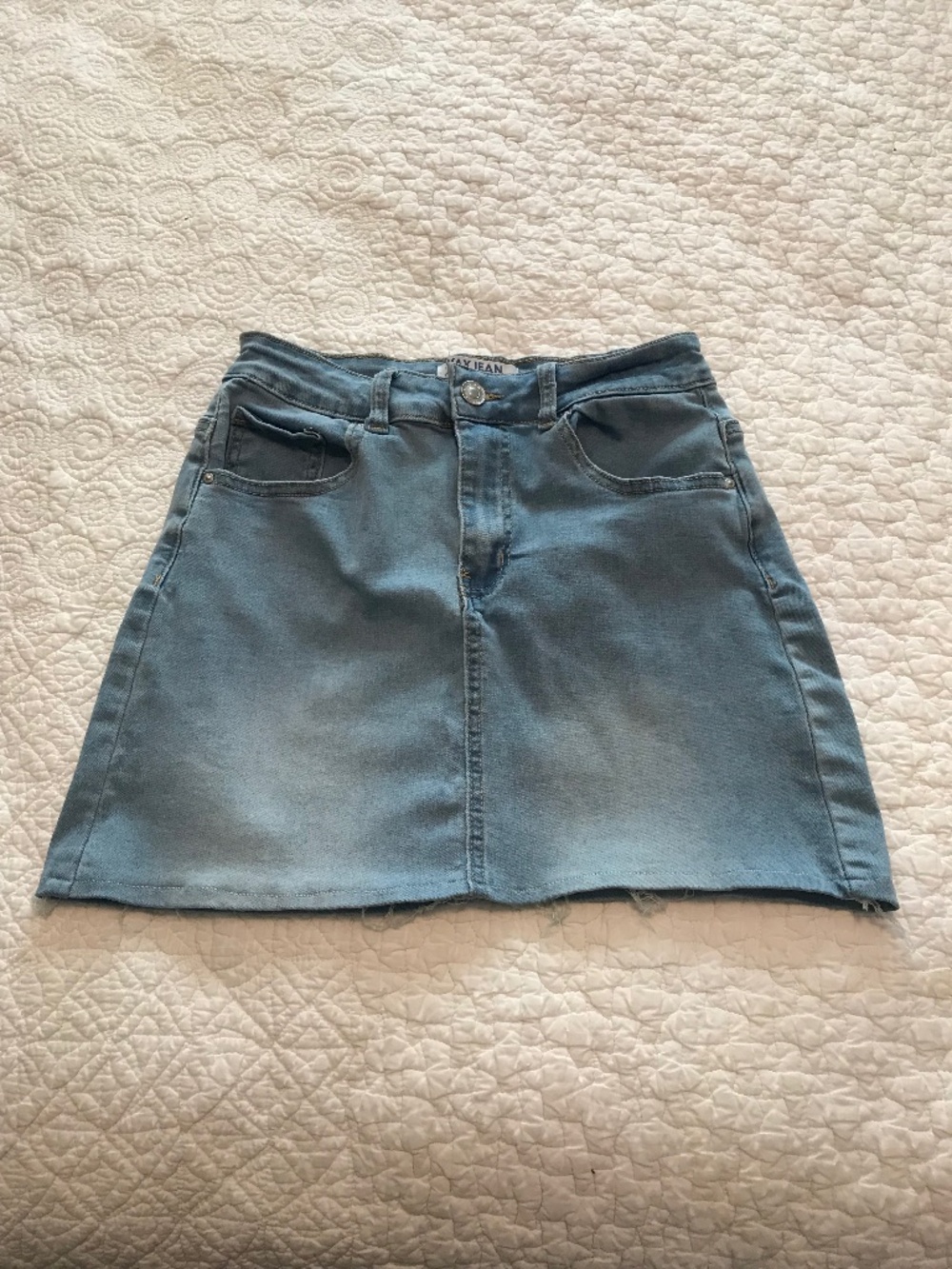 Wax Jeans 5 pocket washed blue denim mini skirt (S)